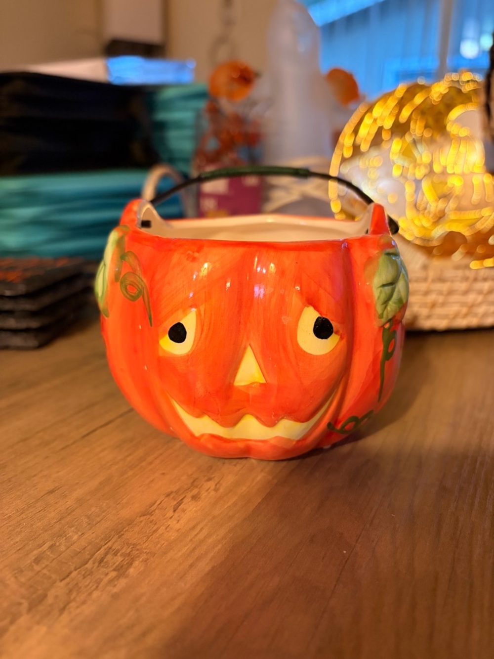 Halloween Decor with Pumpkin Treat Bowl and Light Up Ghost - Picture 4 of 11